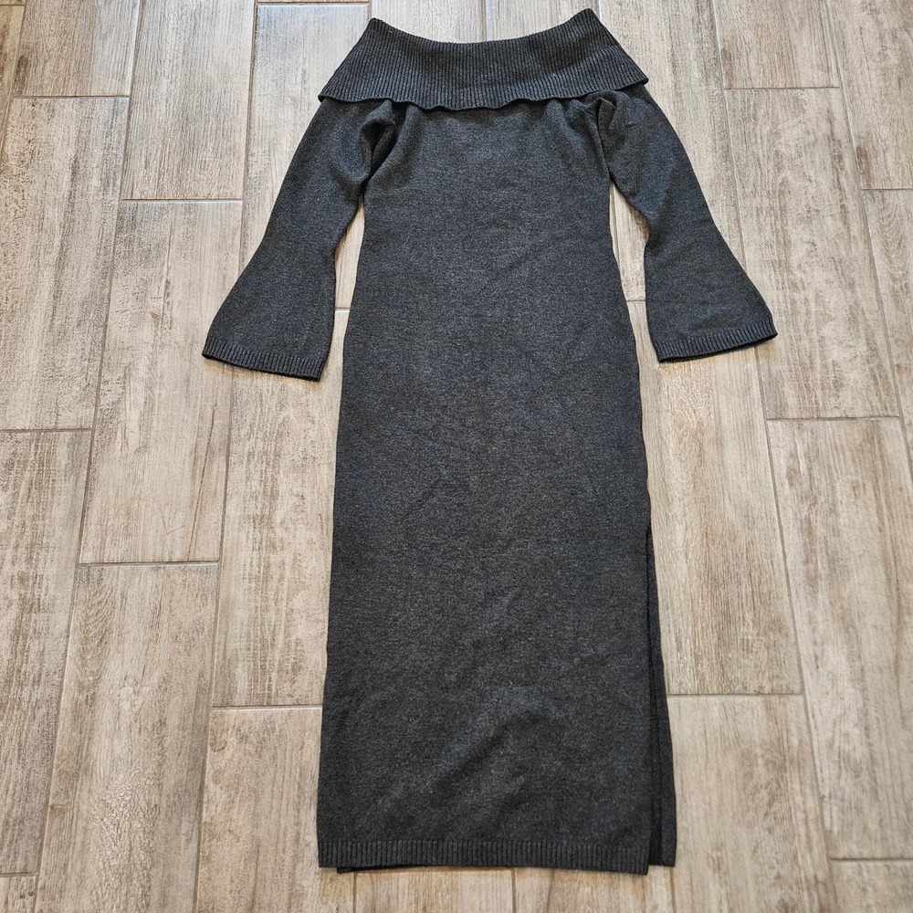 Antonio Melani Wenonah Sweater Dress Size M Grey NEW Off Shoulder Flare Sleeve